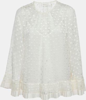 Zimmermann Off-White Dotted Crepe Fil Coupe Pleat Detail Top