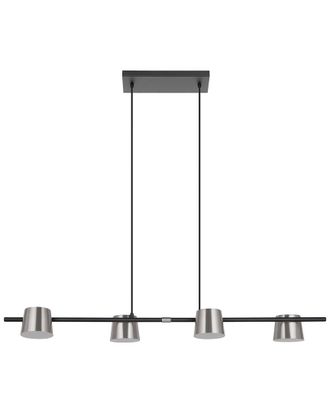 Eglo Eglo Altamira 4 Light Linear Pendant With Black Finish & Matte Nickel Metal Shades