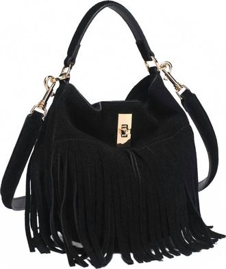 Moda Luxe Bowie Leather Fringe Crossbody Bag In Black