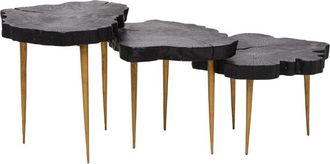 Signature Juego de 3 mesas de centro nido de madera maciza - L50 cm