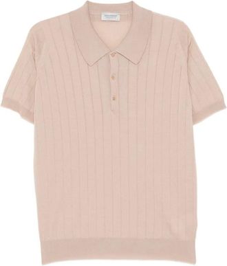 John Smedley Light Brown Stripes Polo