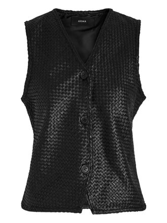 Arma buttoned top - women - Calf Leather/Polyester - 40 - Black