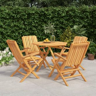 Berkfield Home 5 Piece Garden Dining Set Solid Wood Teak in Brown