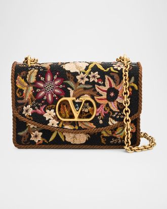 Valentino Garavani Beaded Floral-Embroidered Shoulder Strap