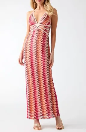 Guess Fearne Knit Halter Dress in Red Orange at Nordstrom, Size X-Large