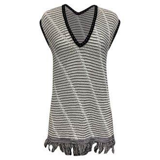 Diane Von F&uuml;rstenberg Diane Von Furstenberg Pointelle-Knit Vest Sweater Top in White Cotton
