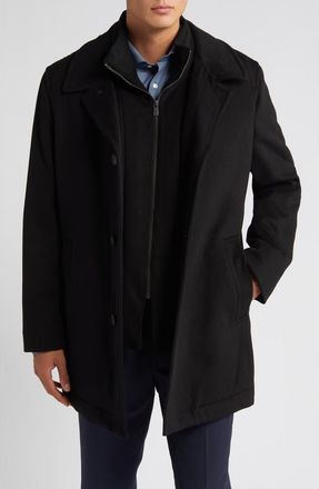 Hart Schaffner Marx MacBeth Wool Blend Coat with Bib in Black at Nordstrom, Size Xx-Large