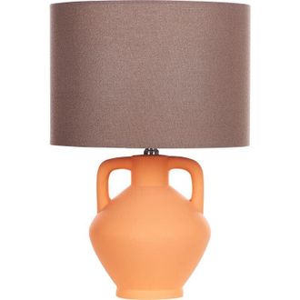 Beliani Beliani - Lámpara de cerámica de mesa con pantalla de tambor de lino base minimalista naranja Labrada