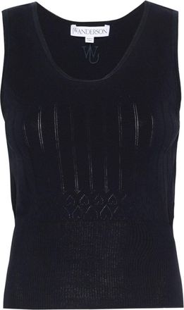 J.W.Anderson sleeveless pointelle-knit top - women - Cotton/Nylon - S - Blue