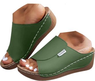 Generic Sandals for Women Ladies Slippers Comfortable Heel Stand Summer Womens Sandals & Slides Fashion Flat Platform Thick Bottom Fish Mouth Hard Bottom Beac