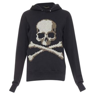 Mastermind Japan black cotton beige needlepoint embroidered skull hoodie JP3 L