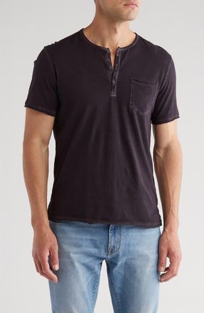 John Varvatos Sublime Wash Cotton Henley in Black at Nordstrom Rack, Size Xx-Large