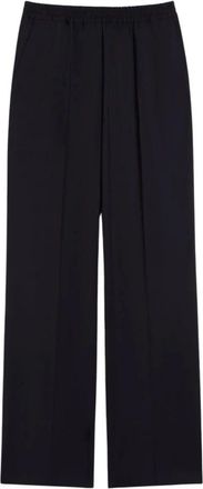 Max Mara Rechtgesneden broek - Dames - Wijde Broeken - Blauw - XS - Wol - Broeken