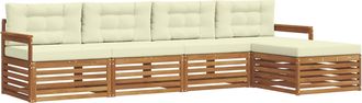 vidaXL Conjunto De Sof&aacute;s De Exterior 5 Uds. Natural Y Crema Vidaxl