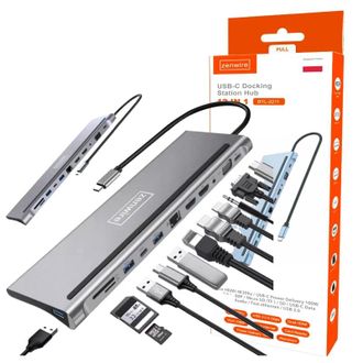OEM Adaptador De Hub Para Estaci&oacute;n De Acoplamiento Usb-c 12 En 1 Estaci&oacute;n De Acoplamiento 2x Hdmi 4k Ethernet Rj45 Usb 3.0 Sd M1 M2 M3 Zenwire Byl-2211