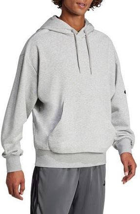 adidas Essentials Loose 3-Bar Hoodie in Medium Grey Heather/Black at Nordstrom Rack, Size Small