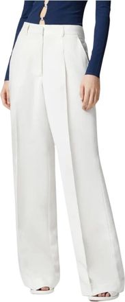 Pinko Wijde Pijp Linnenmix Broek - Dames - Wijde Broeken - Wit - XS - Linnen - Broeken