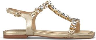 Alma En Pena Platte Sandaal met Strass Detail - Dames - Sandalen - Geel - 41 EU - Schoenen