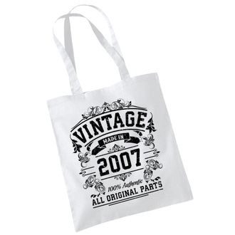 Bang Tidy Clothing 18th Birthday Gifts for Women Men Vintage Original Parts 2007 Funny Tote Bags Present - WHITE
