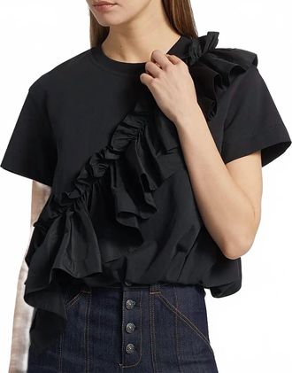 Cinq &agrave; Sept Lottie Ruffled Top In Black