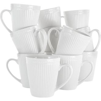 Elama Madeline 12 Piece Porcelain Mug Set in White at Nordstrom