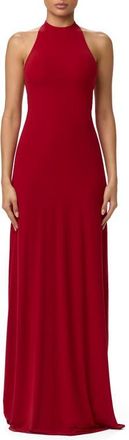 Naked Wardrobe Bow Halter Maxi Dress in Ruby Red at Nordstrom, Size X-Large