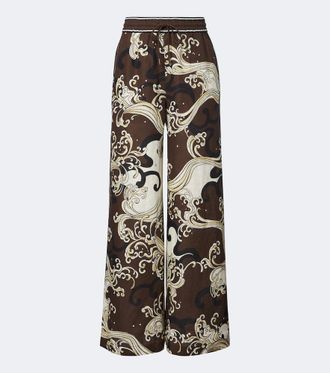 Alemais Al&eacute;mais Otis printed linen wide-leg pants