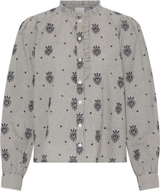 Ichi Camicetta a Quadri con Ricamo - - Blouses & Shirts - Donna - Multicolore - L