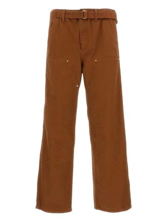 sacai belt duck trousers - Brown
