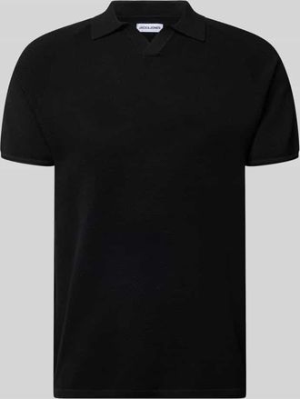 Jack & Jones Jack & Jones Regular Fit Poloshirt mit Strukturmuster Modell HILL in Black, Gr&ouml;&szlig;e XXL