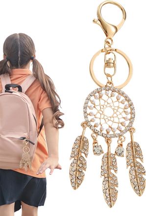 Generic Dream Catcher Keychains | Dream Catcher Bag Charm with Rhinestones,Lucky Ornament, Feather Charm, Cute Decoration for Bag, Purse, Backpack