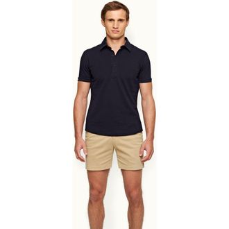 Orlebar Brown Sebastian Pique Tailored Fit Pique Polo Shirt in Navy at Nordstrom, Size Xxx-Large