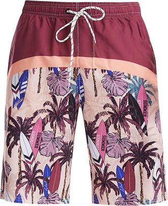 Generic Mens Striped Swimming Shorts Mens Flowers Short Quick-Drying Board Shorts Swimming Trunks Mens Swimming Trunks Hawaiian Swim Shorts Print Beach Shorts