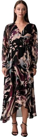 Joseph Ribkoff Geprinte Chiffonwikkeljurk - Dames - Wikkelkleedje - Veelkleurig - 2XL - Chiffon - Kleedjes