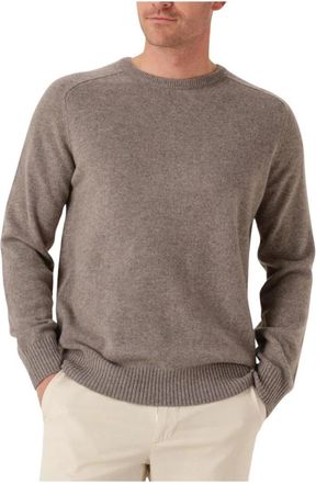 Stefano Lauran Truien & Vesten, Heren, Bruin, S, Wol, Taupe Crew Wollen Trui