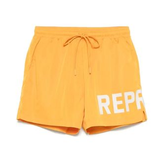 Represent Beachwear, male, Orange, Size: M Logo Print Swim Shorts