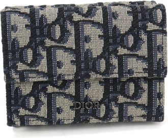 Dior Navy Jacquard Middle Wallet (Tri-Fold) (Pre-Owned)