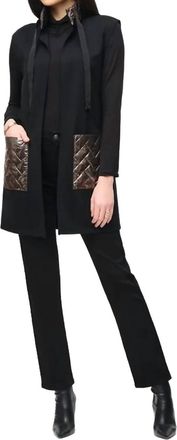 Joseph Ribkoff Heavy Knit And Metallic Quilting Vest In Black