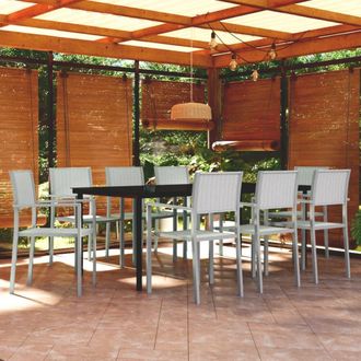 vidaXL Juego De Comedor Para Jard&iacute;n 9 Piezas Blanco Vidaxl