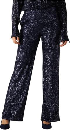 Second Female Moonshine Broek met Blauwe Pailletten - Dames - Wijde Broeken - Blauw - XS - Pailletten - Broeken