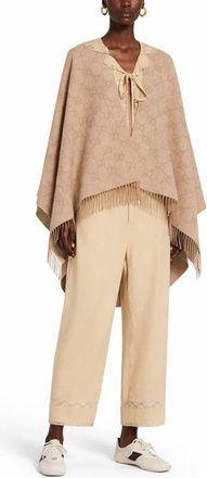 Gucci Cashmere Blend GG Monogram Scarf - Beige