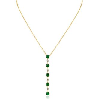 Kenneth Jay Lane Y-Drop Mixed Stone Necklace in Green/Gold at Nordstrom Rack
