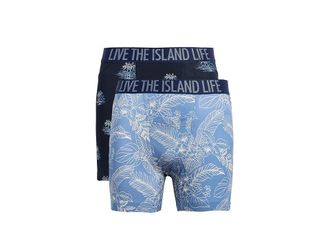 Tommy Bahama 2-pack Cotton Modal Boxers Brief Mens Jumpsuit & Rompers One Piece Blue/White Print : LG (36-38 Waist)