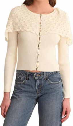 525 america Beatrice Cape Crochet Like Cardigan In Sea Salt