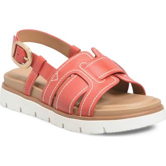 S&ouml;fft Goldie Slingback Platform Sandal in Red Coral at Nordstrom, Size 7.5