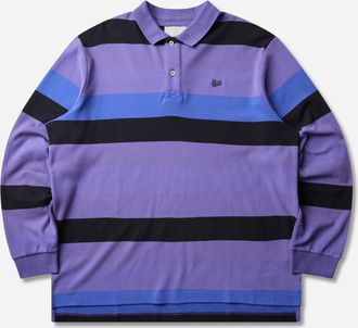ERL Striped Longsleeve Rugby Polo Purple