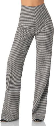 Ivonne Semi-flared Houndstooth Tailored Trousers in Black at Nordstrom, Size 4