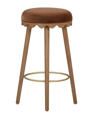 TOV Furniture Tov Furniture Oodle Performance Vegan Mohair Light Walnut Bar Stool