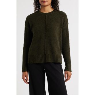 Eileen Fisher Crewneck Organic Cotton & Wool Blend Sweater in Woodland at Nordstrom Rack, Size X-Large