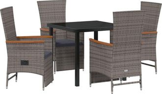 vidaXL Garden Dining Set with Cushion 5 pcs Grey Poly rattan Vidaxl
